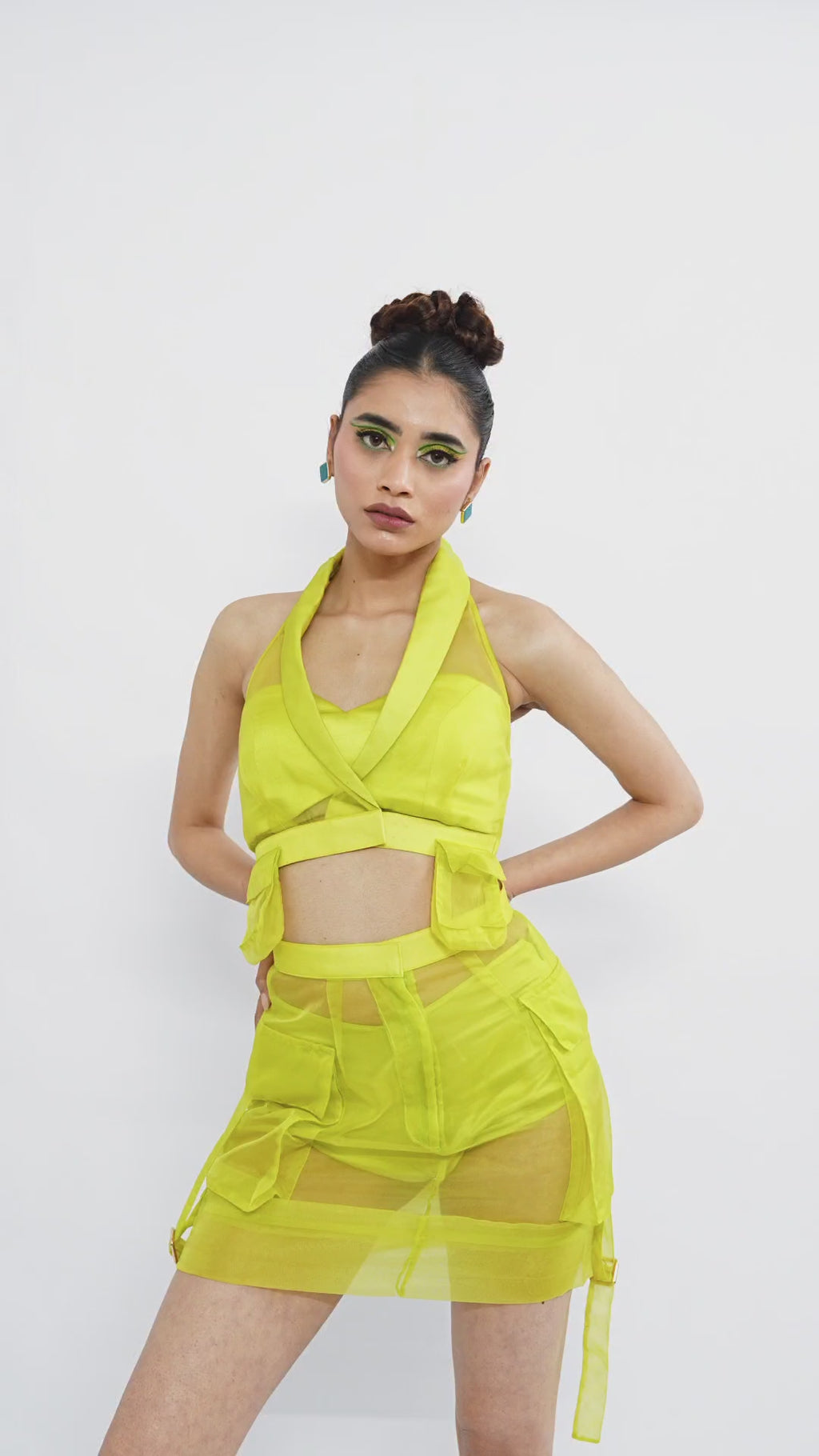 Citron Organza Utility Skirt – Translucent Pocket Edit | VybTheory