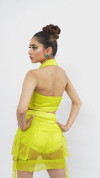 Citron Halo Organza Halter Top – Luminous Veil | VybTheory