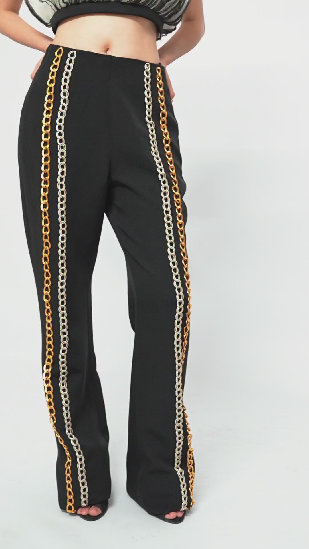 Chain Reaction Flared Trousers – Dual Metal Detail